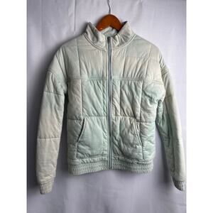 All Fenix 100% Cotton Zip Up Jacket SZ XS Green/Cream Cloudy Print